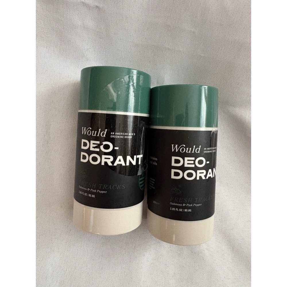 WOULD Deodorant FRESH TRACKS Scent 2.75 oz Aluminum Free Oakmoss Pink Pepper 2PK